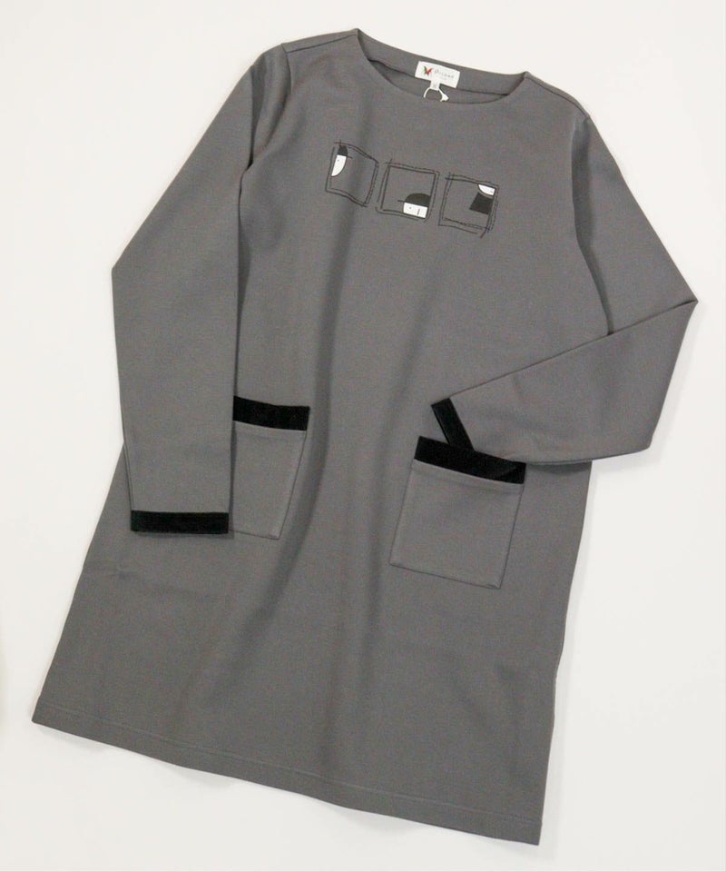 フロントポケット発熱チュニック（グレー）