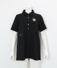 半袖ポロチュニック(ブラック)前