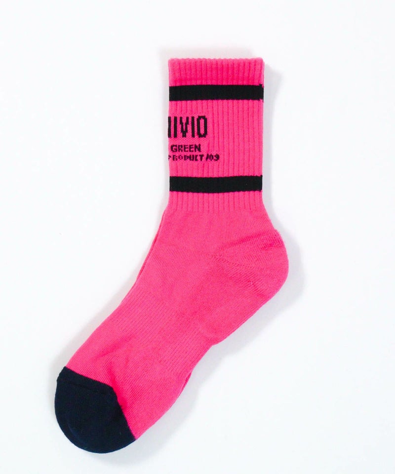 【メンズ】ワードロゴリブソックス（ピンク）