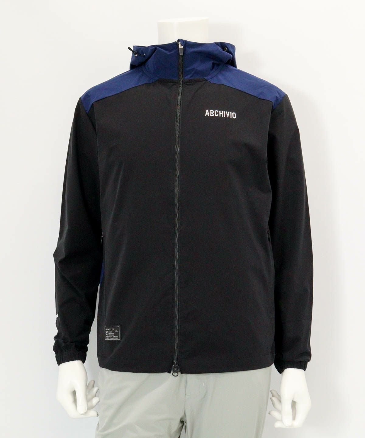 【メンズ】配色フード撥水ブルゾン（ブラック）