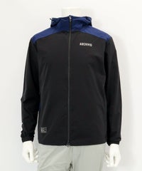 【メンズ】配色フード撥水ブルゾン（ブラック）