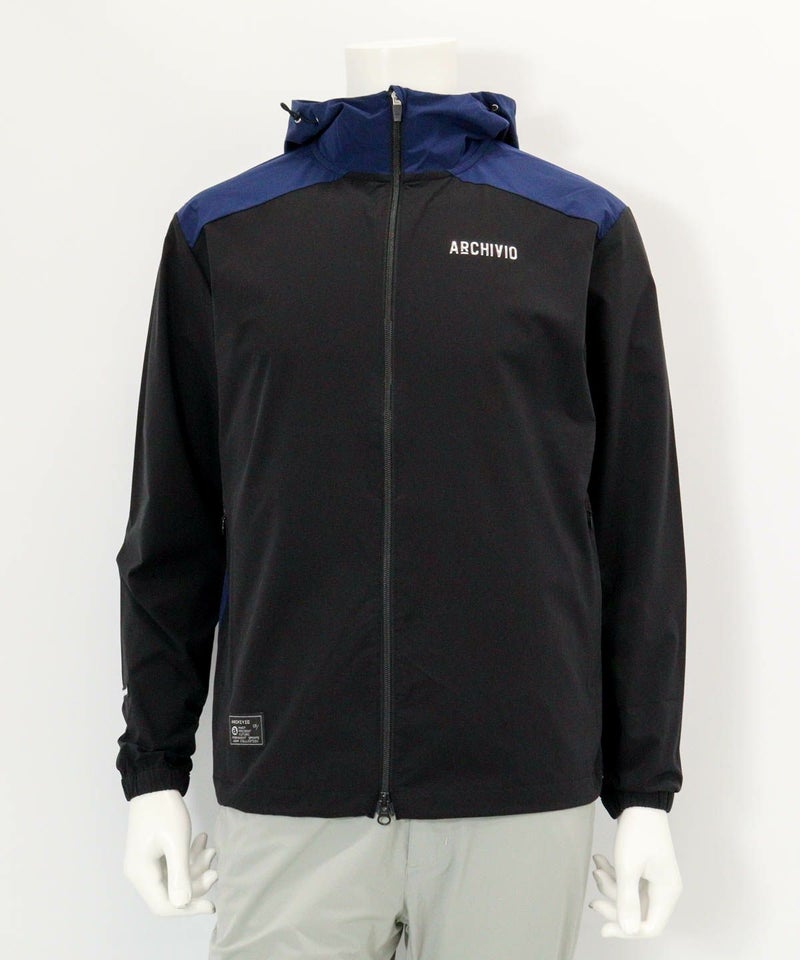 【メンズ】配色フード撥水ブルゾン（ブラック）