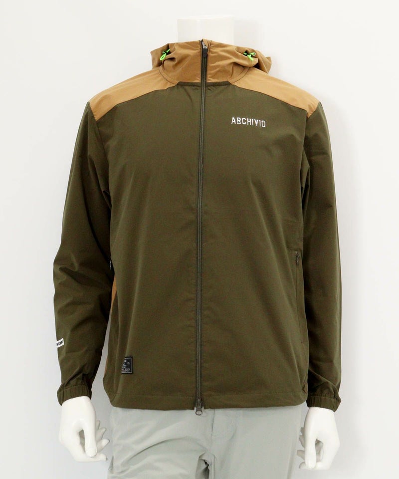 【メンズ】配色フード撥水ブルゾン（グリーン）