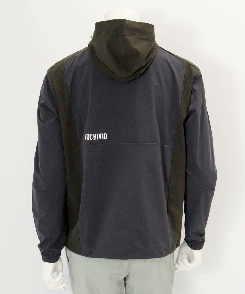 【メンズ】配色フード撥水ブルゾン後（グレー）