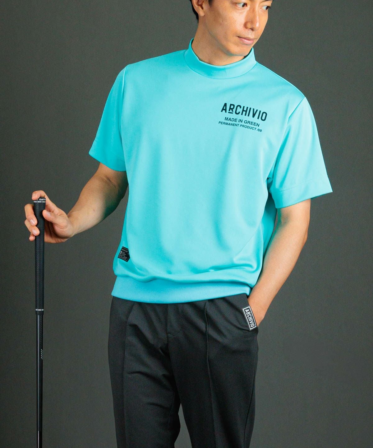 アルチビオ　ARCHIVIO 長袖モックネックシャツ　サイズ46（M）美品 人気カラー☆ アルチビオ 長袖ゴルフウェア☆薄手モックネックMサイズ