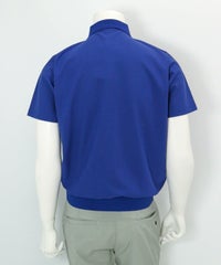 【メンズ】ライン襟速乾ニットポロシャツ後（ブルー）