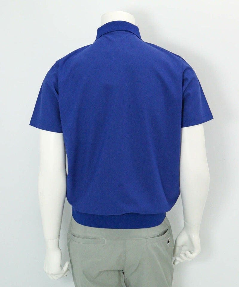【メンズ】ライン襟速乾ニットポロシャツ後（ブルー）