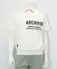 【メンズ】ライン襟速乾ニットポロシャツ（ホワイト）