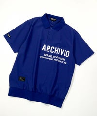 【メンズ】ライン襟速乾ニットポロシャツ（ブルー）