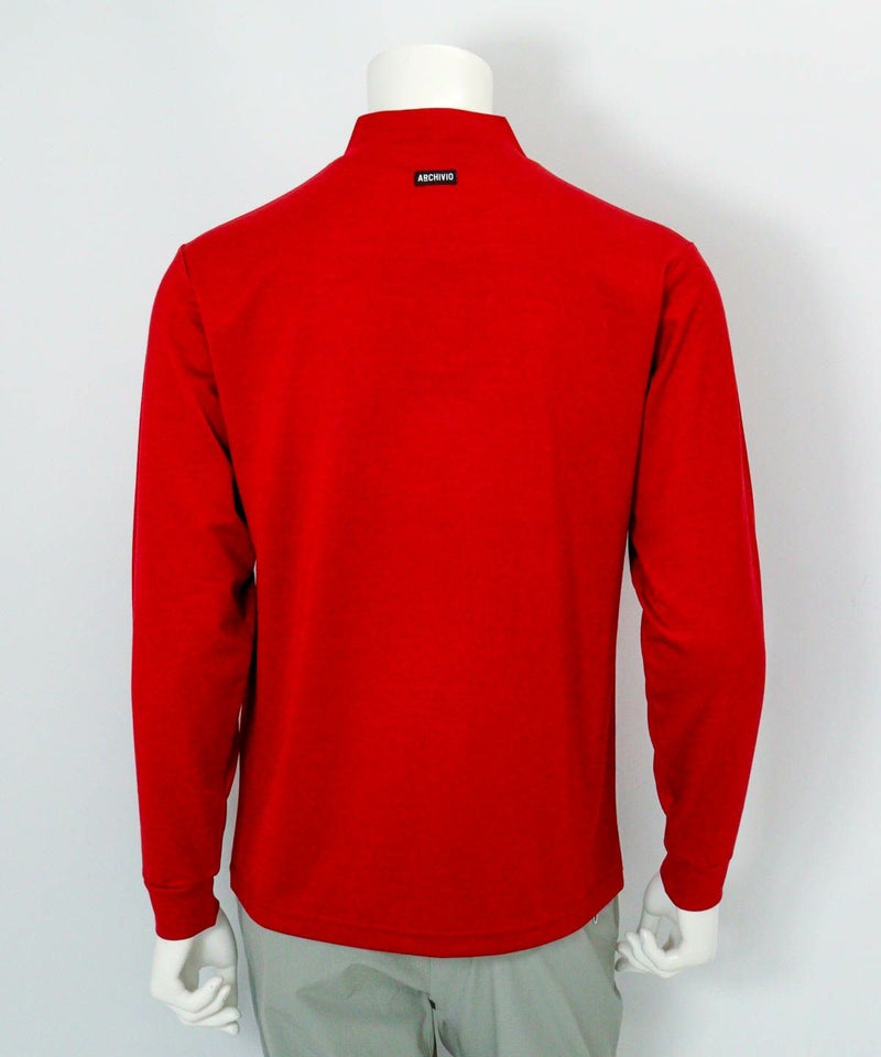 【メンズ】ウール混ポイントロゴプルオーバー後（レッド）