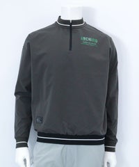 ハーフジップリブ切替プルオーバー（グレー）