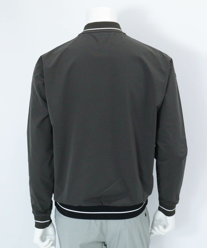 ハーフジップリブ切替プルオーバー（グレー）後ろ