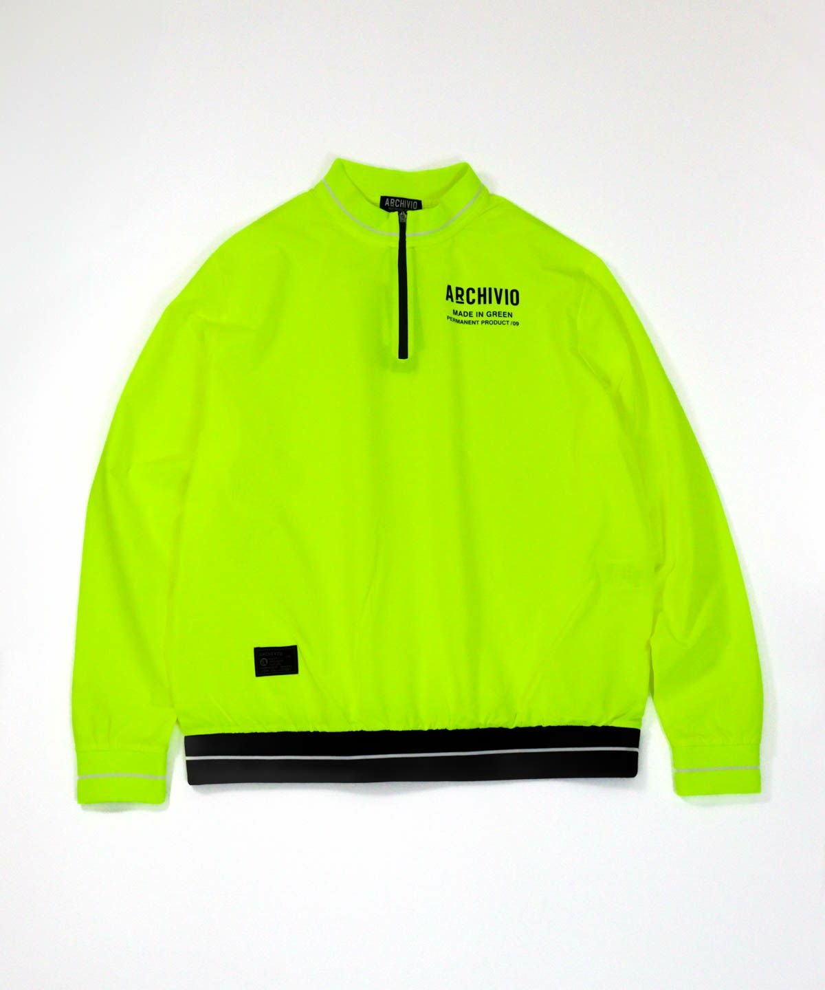 ハーフジップリブ切替プルオーバー（イエロー）