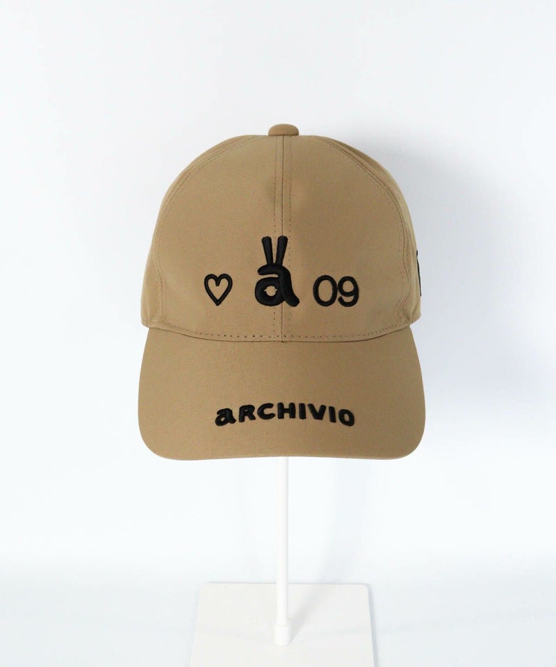 ウサロゴ刺繍撥水キャップ正面（キャメル）