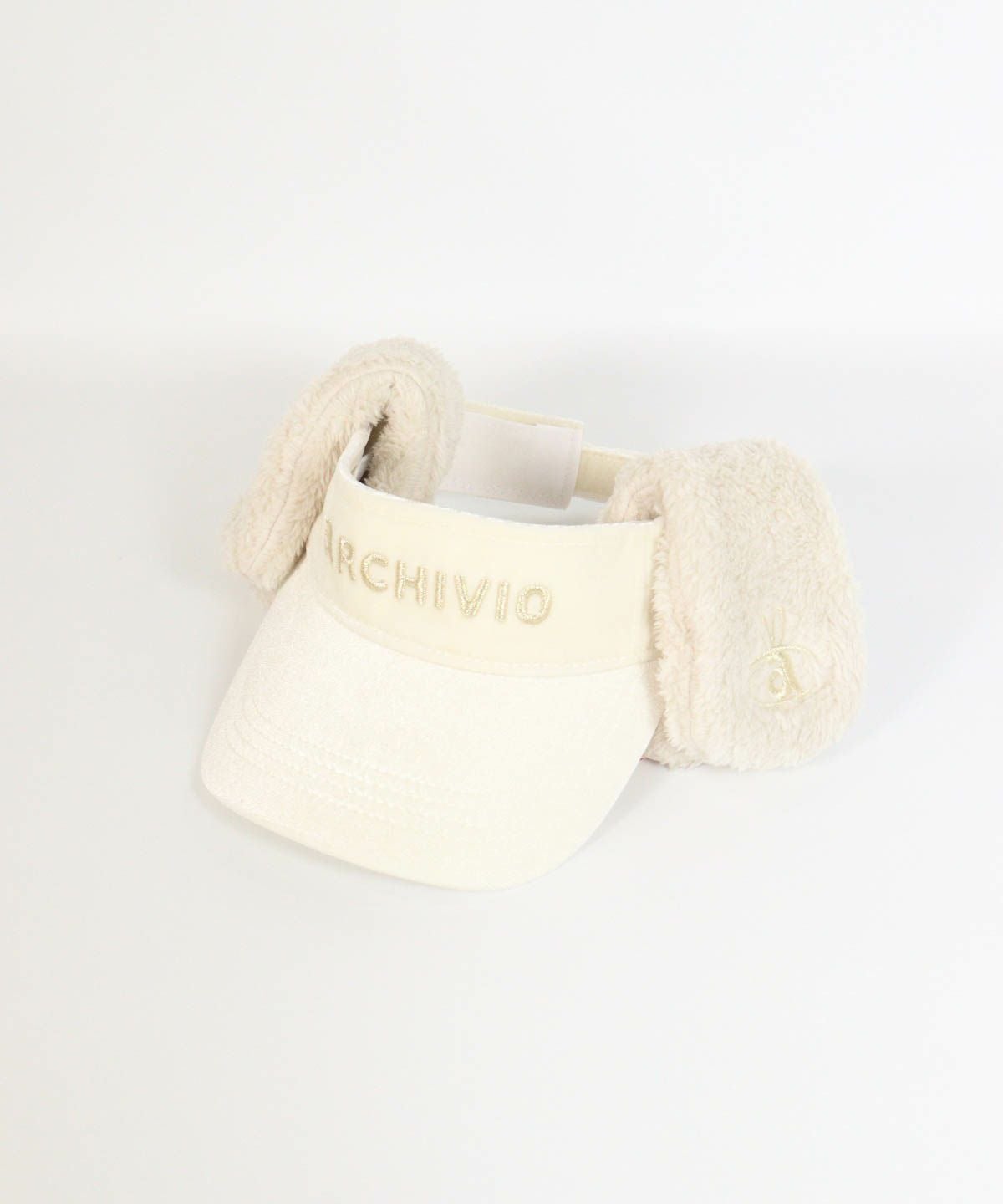 耳当付ベロアサンバイザー（ホワイト）