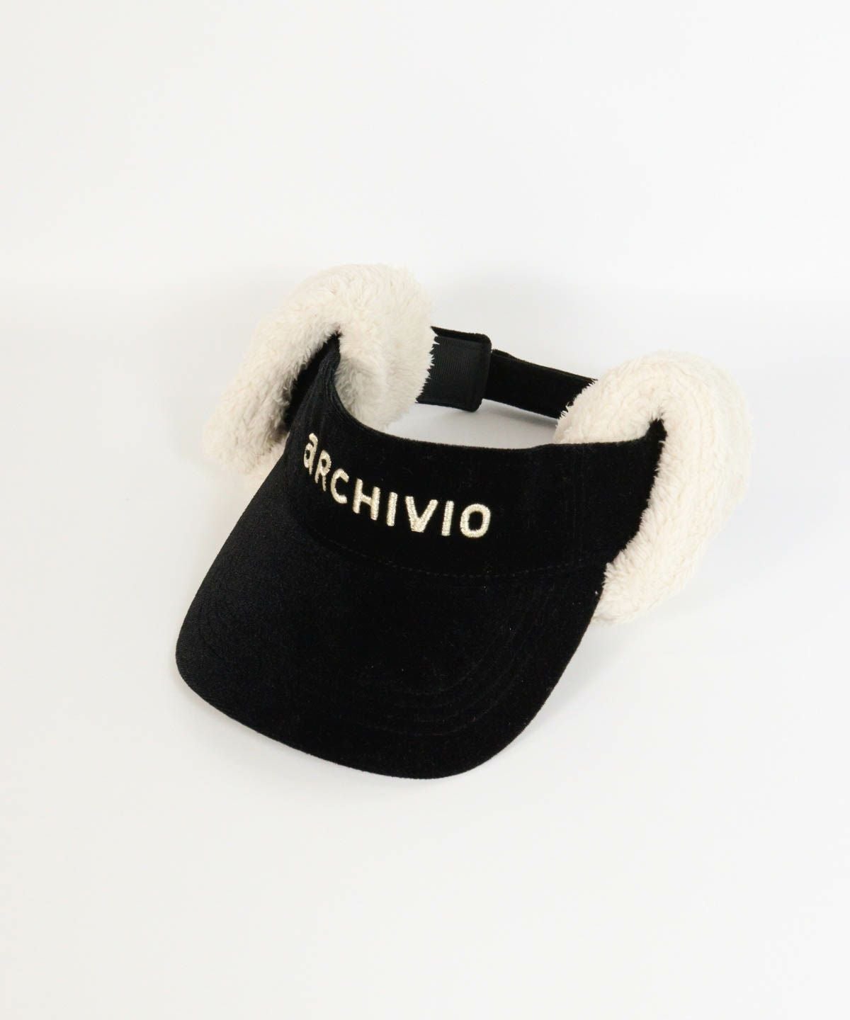 耳当付ベロアサンバイザー（ブラック）