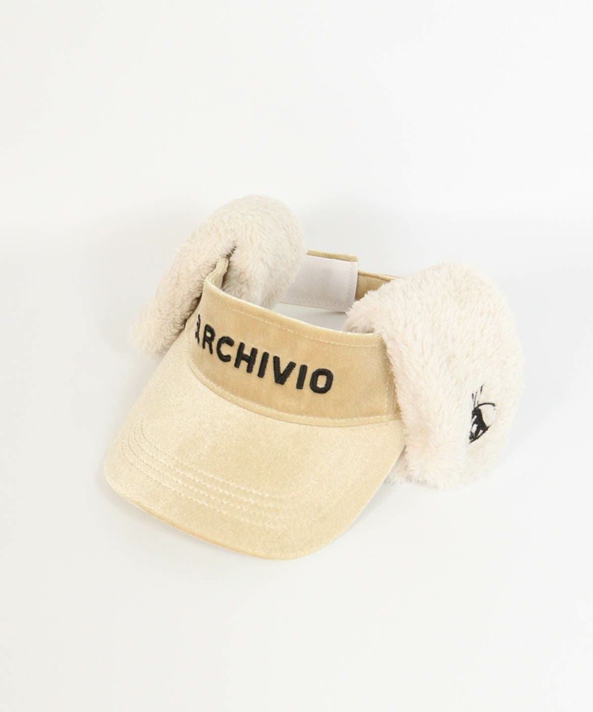 耳当付ベロアサンバイザー（ベージュ）