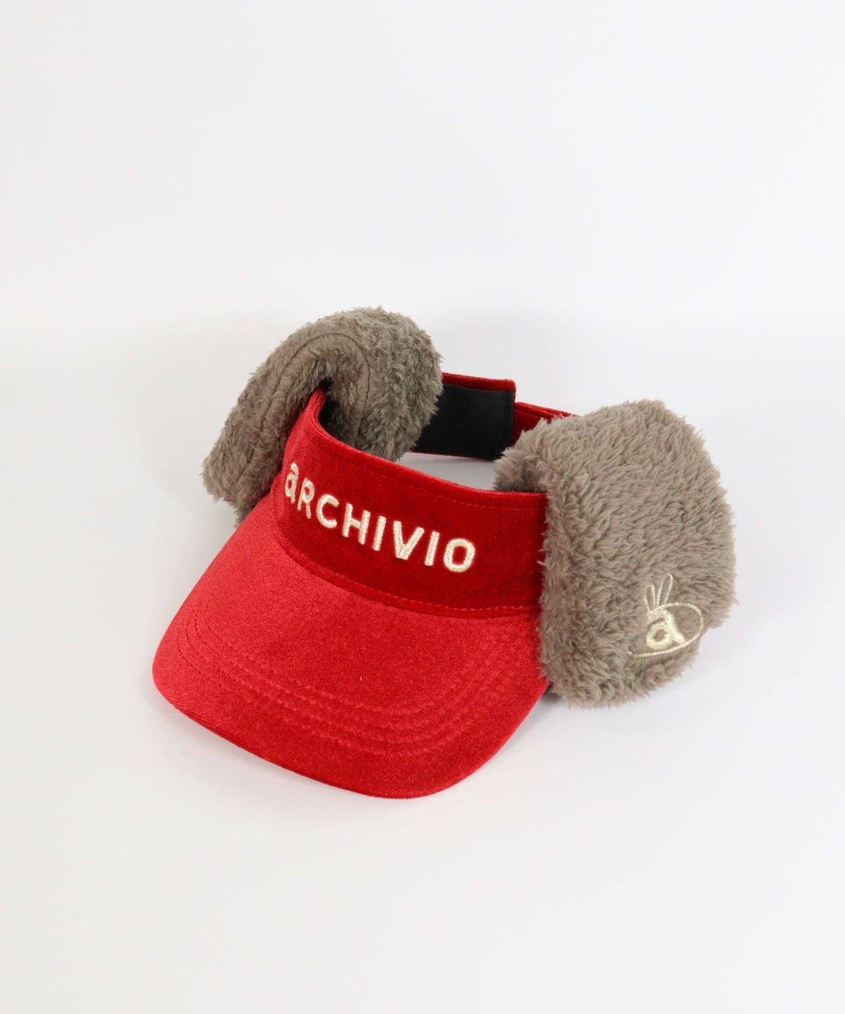 耳当付ベロアサンバイザー（レッド）