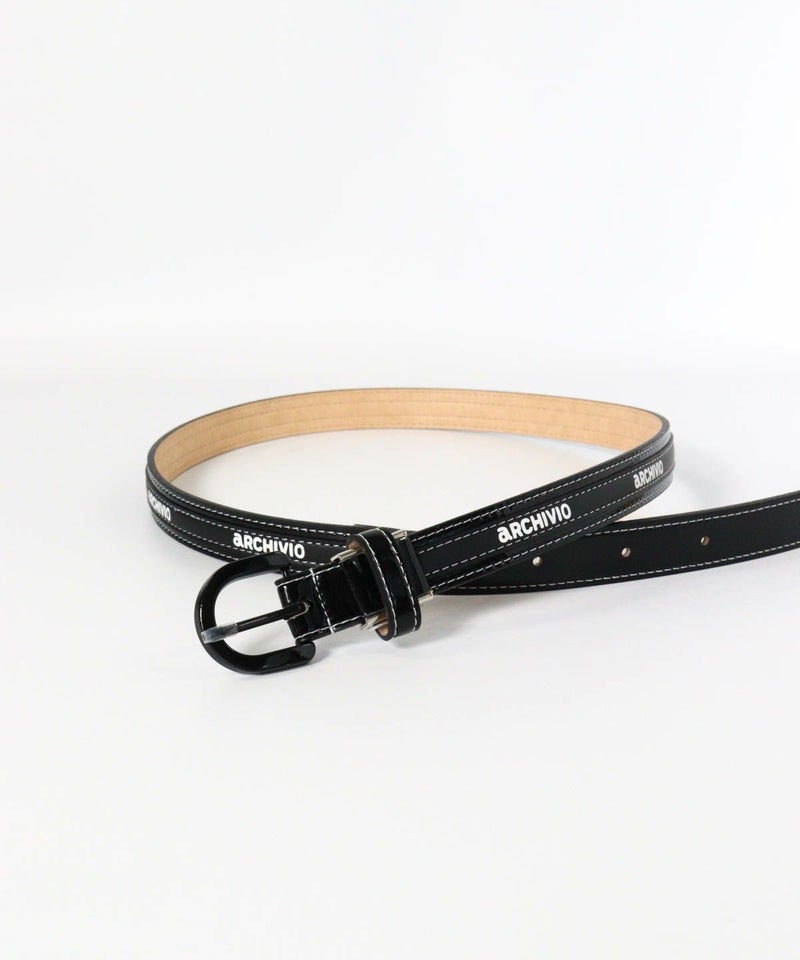 エナメル合皮ロゴベルト（ブラック）