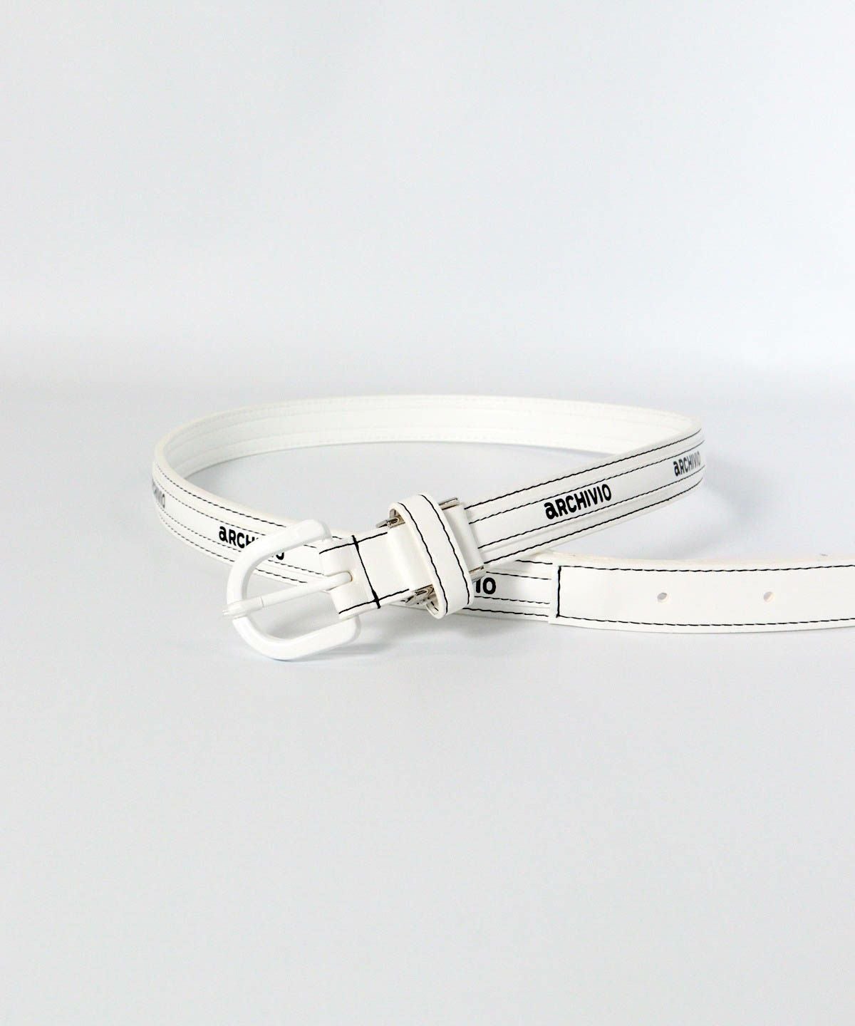 エナメル合皮ロゴベルト（ホワイト）