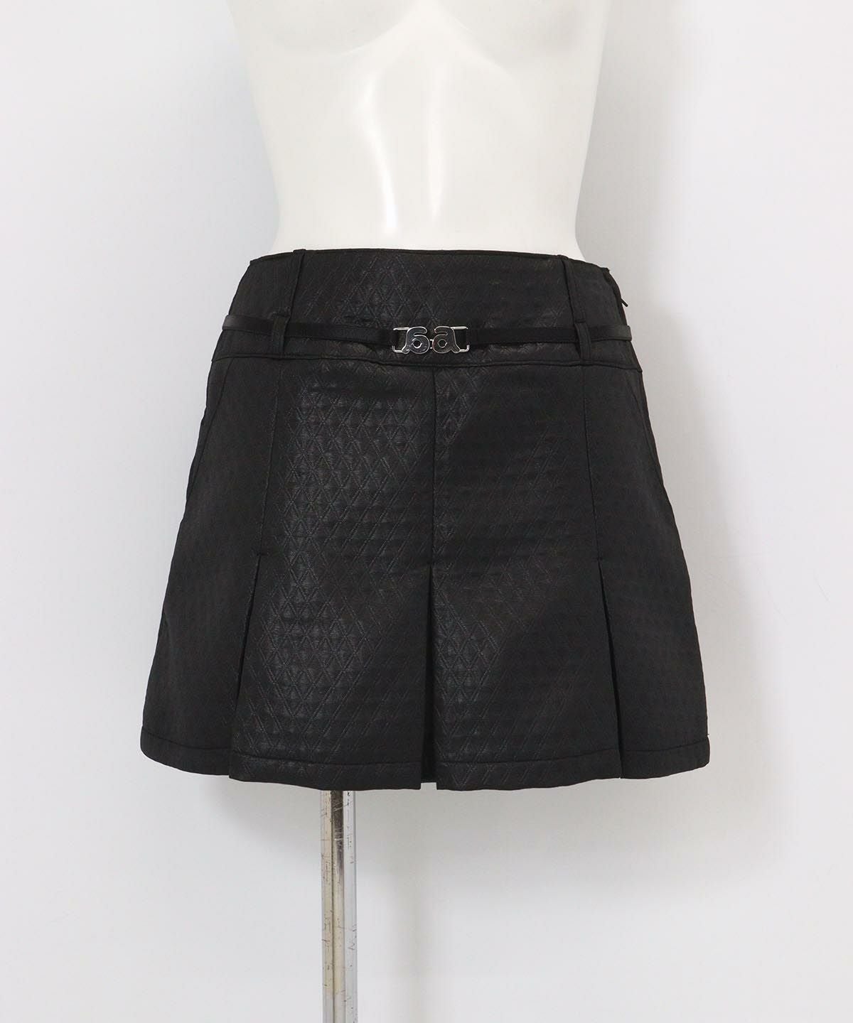 ボックスプリーツキルトスカート（ブラック）