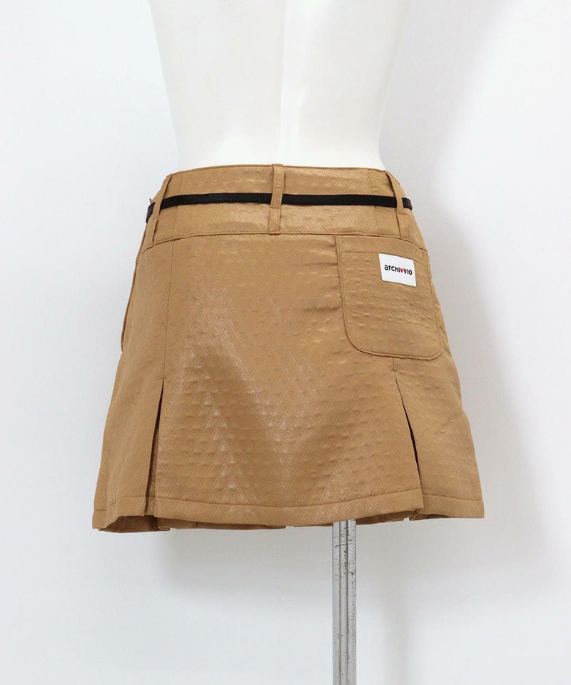 ボックスプリーツキルトスカート後（キャメル）