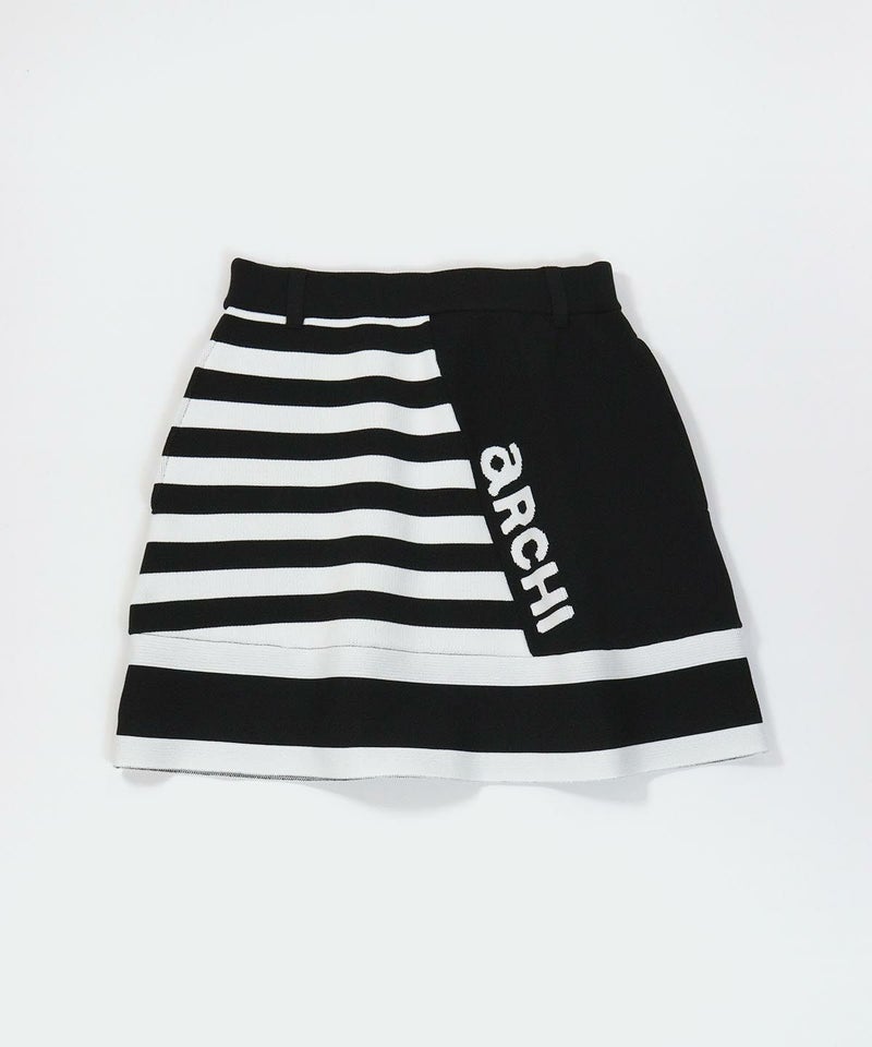  ボーダー切替ニットスカート（ブラック）