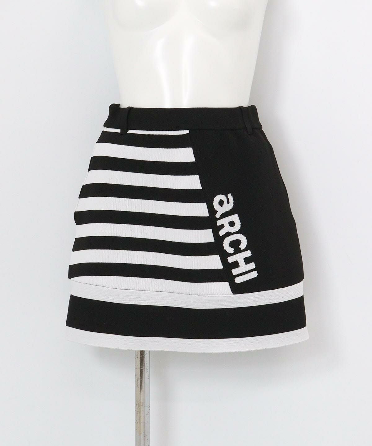  ボーダー切替ニットスカート（ブラック）