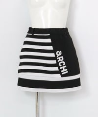 ボーダー切替ニットスカート（ブラック）