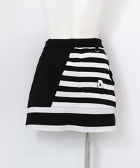  ボーダー切替ニットスカート後（ブラック）