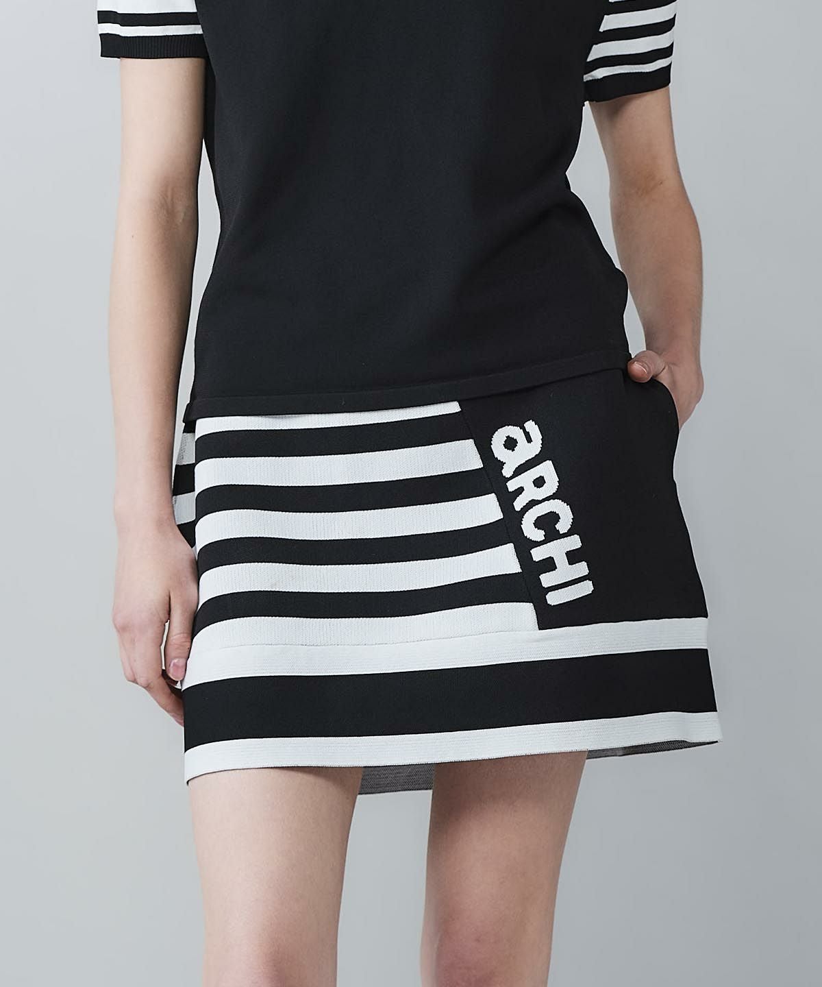 ボーダー切替ニットスカート|アルチビオ - ゴルフウェアや婦人服通販