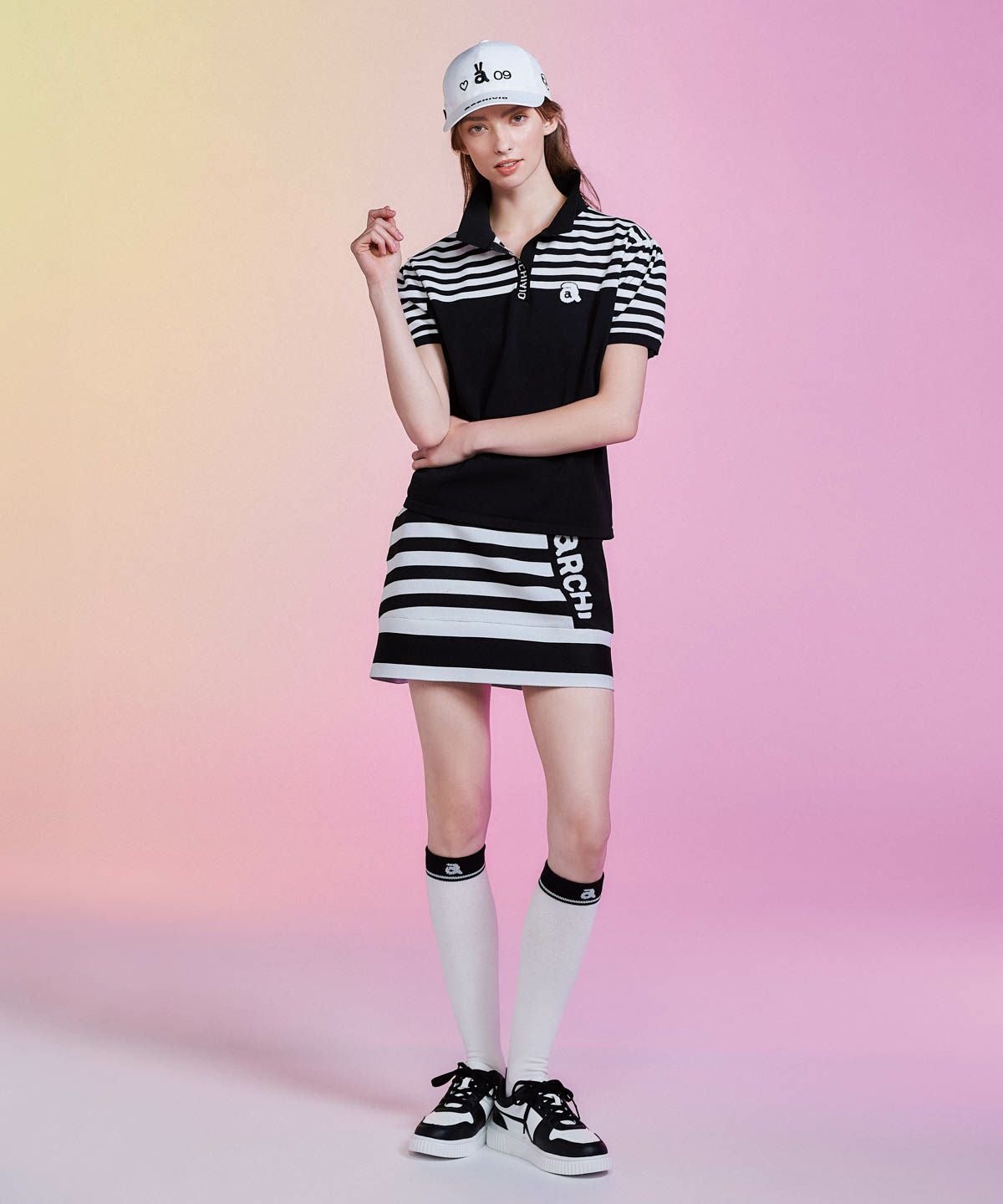 ボーダー切替ニットスカート|アルチビオ - ゴルフウェアや婦人服通販