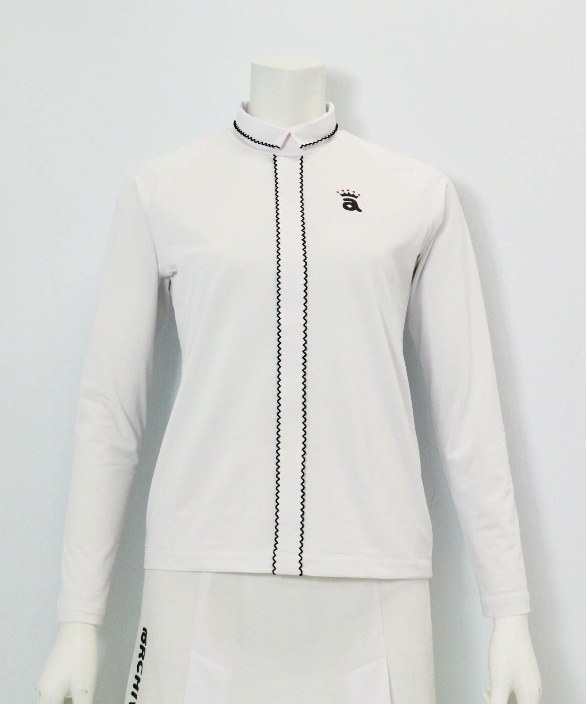 スカラップステッチUV速乾プルオーバー（ホワイト×ブラック）