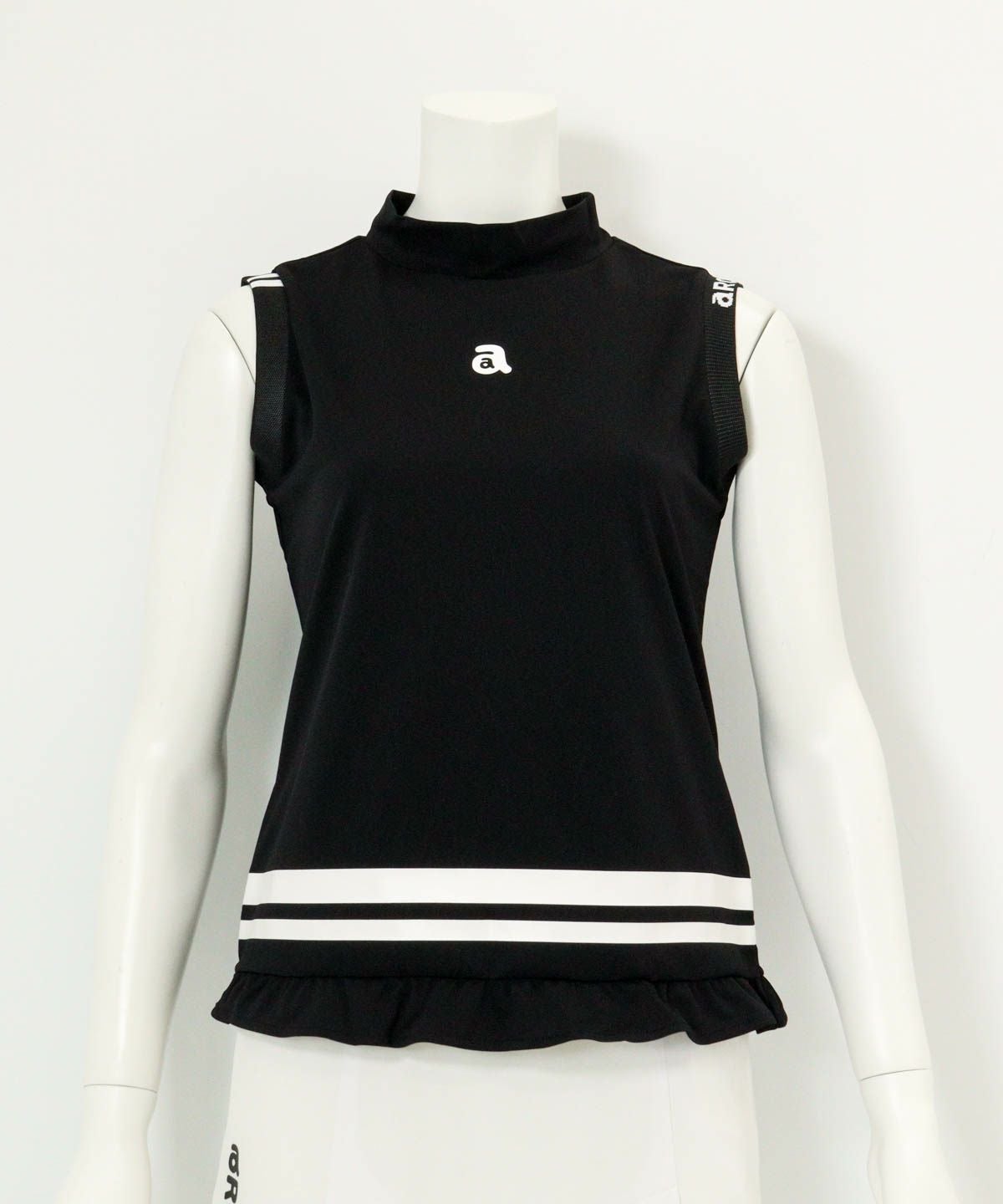 裾フリルUV速乾ノースリプルオーバー（ブラック）