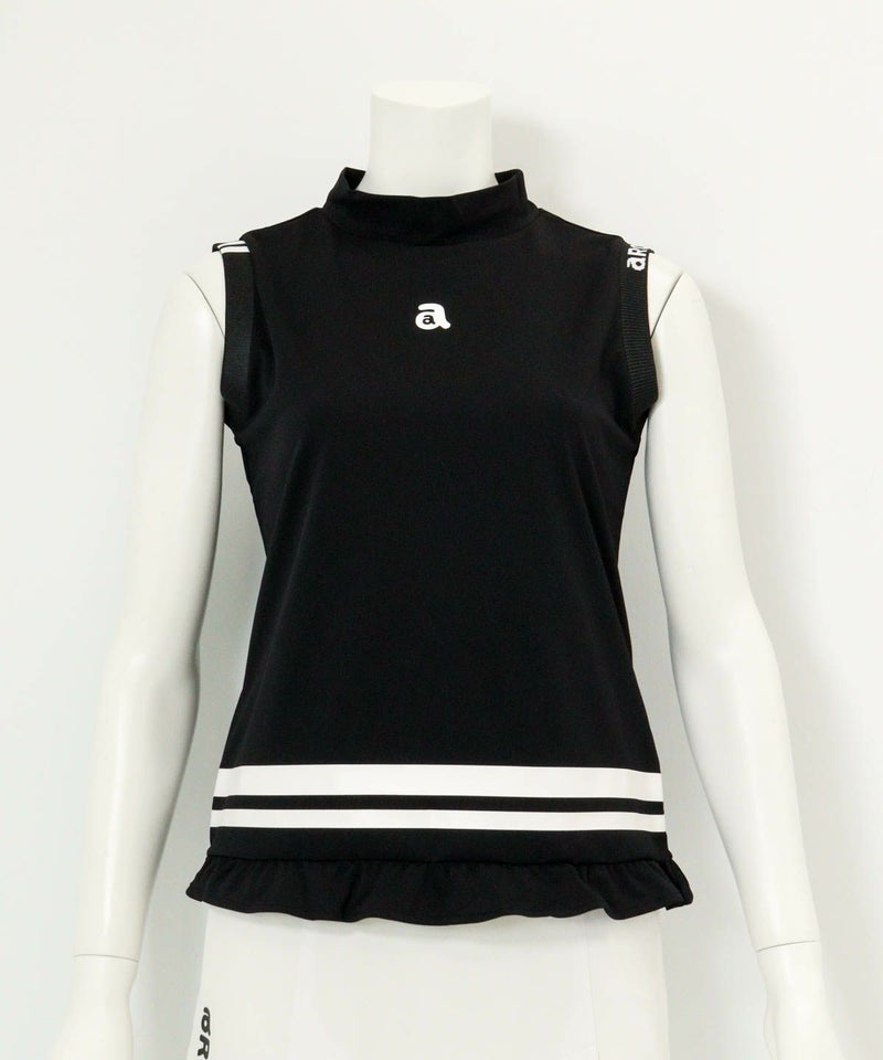 裾フリルUV速乾ノースリプルオーバー（ブラック）