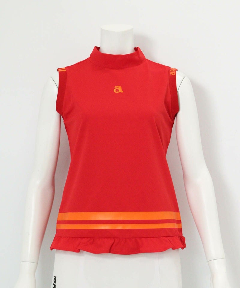 裾フリルUV速乾ノースリプルオーバー（オレンジ）