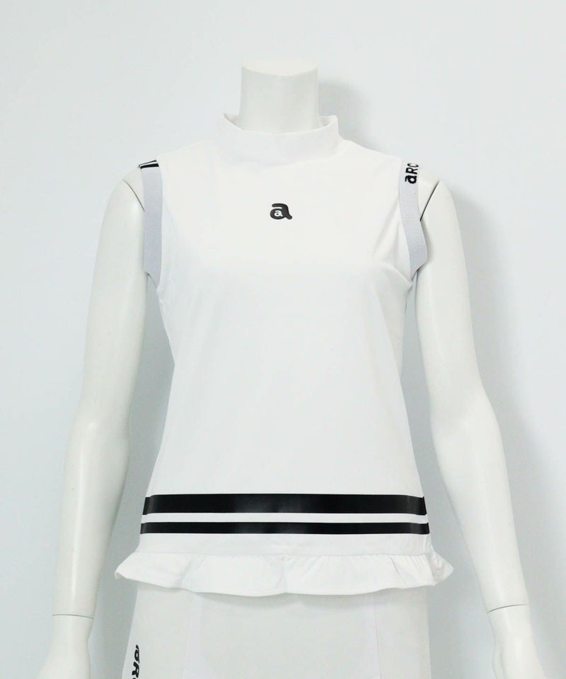 裾フリルUV速乾ノースリプルオーバー（ホワイト）