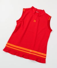 裾フリルUV速乾ノースリプルオーバー（オレンジ）