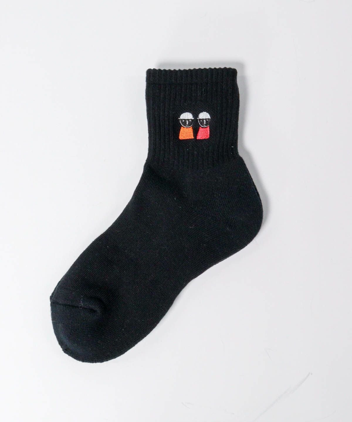 ピコ刺繍リブソックス(ブラック)