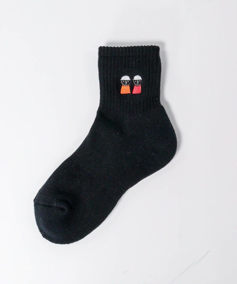 ピコ刺繍リブソックス(ブラック)