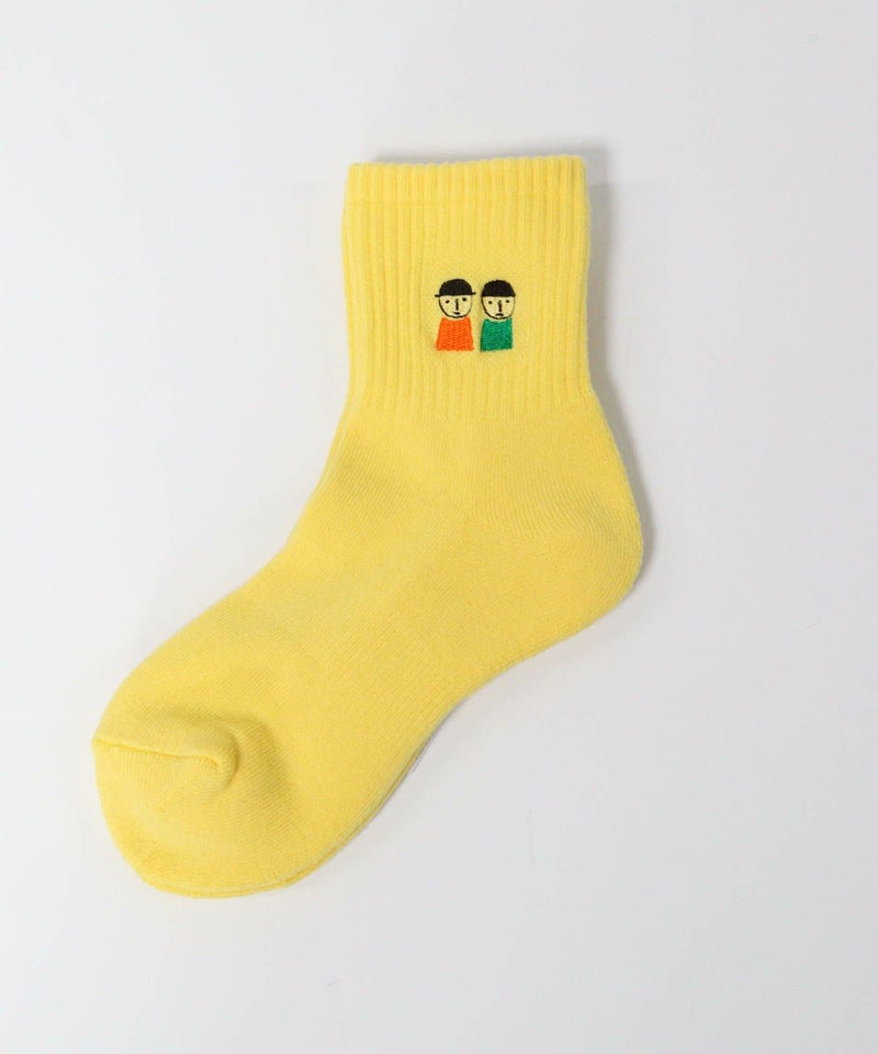 ピコ刺繍リブソックス(イエロー)