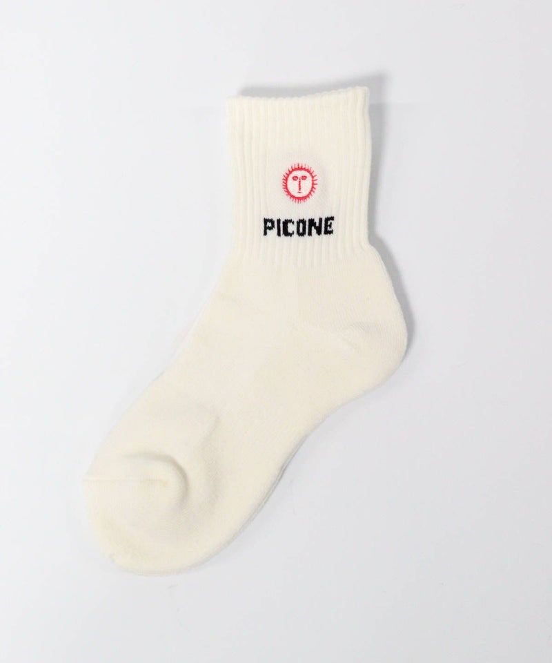 太陽刺繍リブソックス（ホワイト）