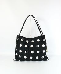 ドット柄スクエアトートバッグ（ブラック）