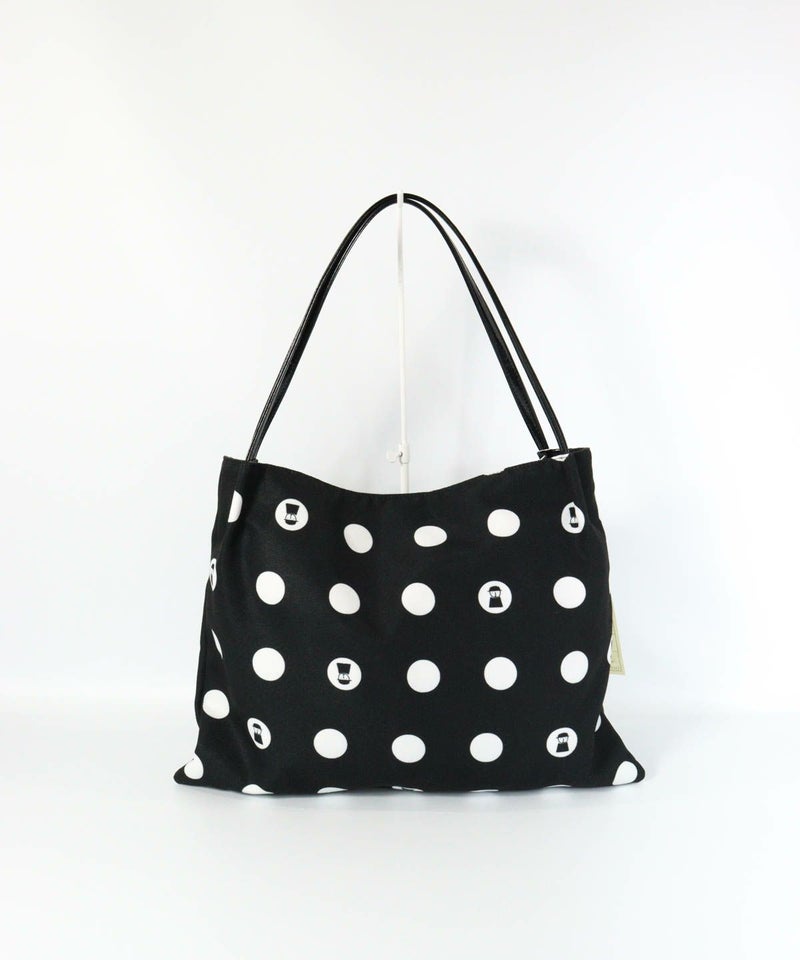ドット柄スクエアトートバッグ（ブラック）