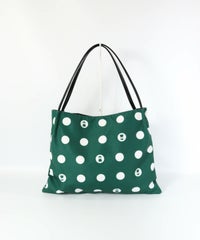 ドット柄スクエアトートバッグ（グリーン）