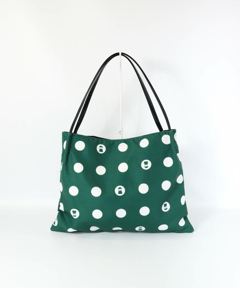 ドット柄スクエアトートバッグ（グリーン）