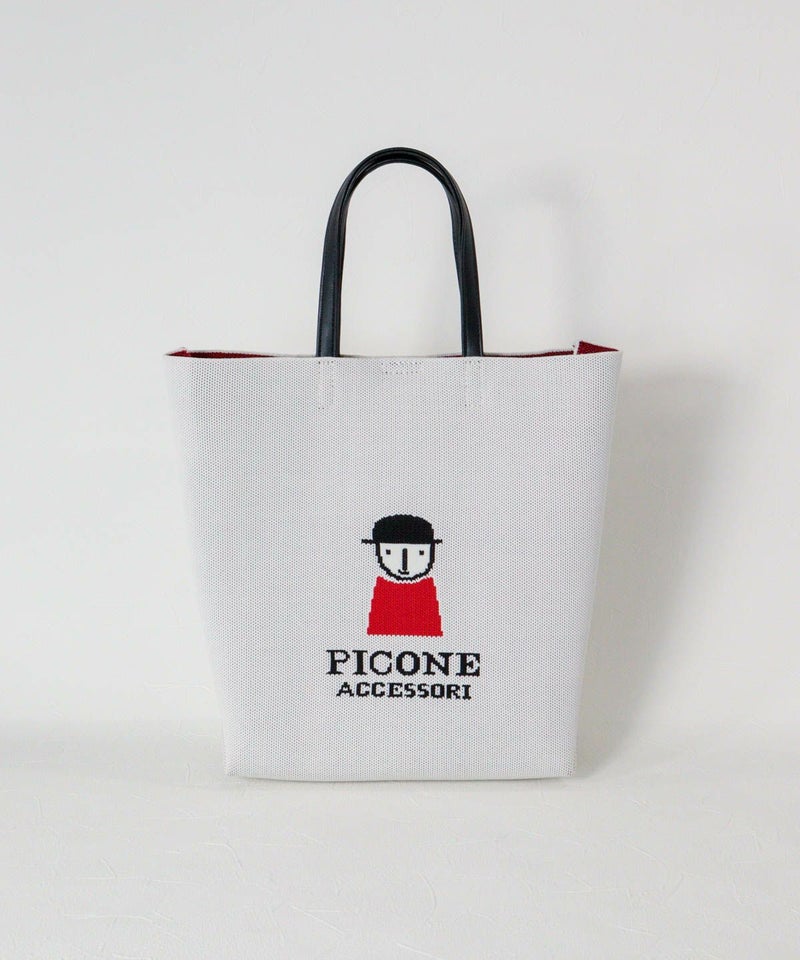 イラストニットハンドバッグ（ホワイト）