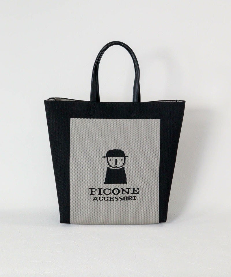 イラストニットハンドバッグ（ブラック）