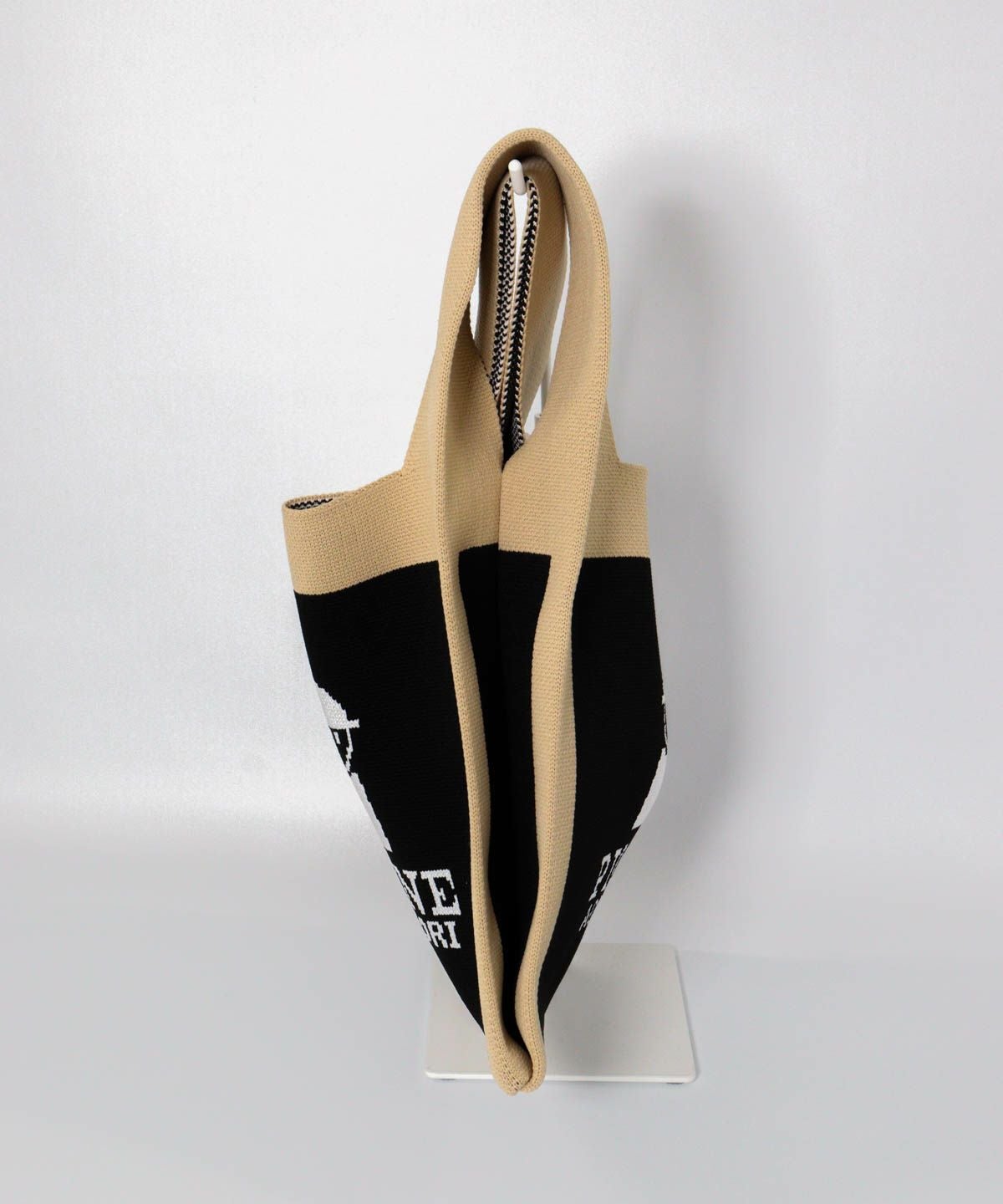 ピコ柄ニットトートバッグサイド（ブラック）