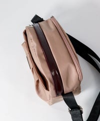 ミニボストンショルダーバッグ上（ベージュ）